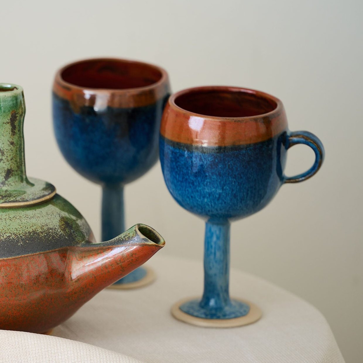 Deep Blue and Brown Cup | 1 Glass