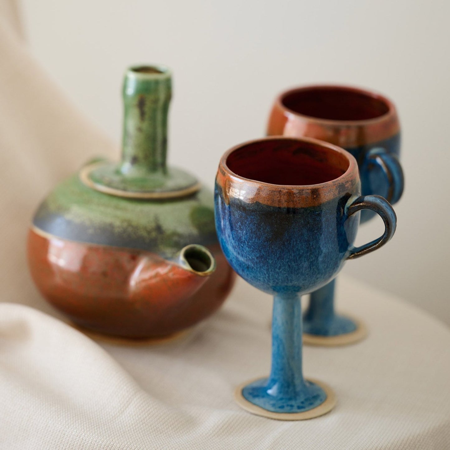Deep Blue and Brown Cup | 1 Glass