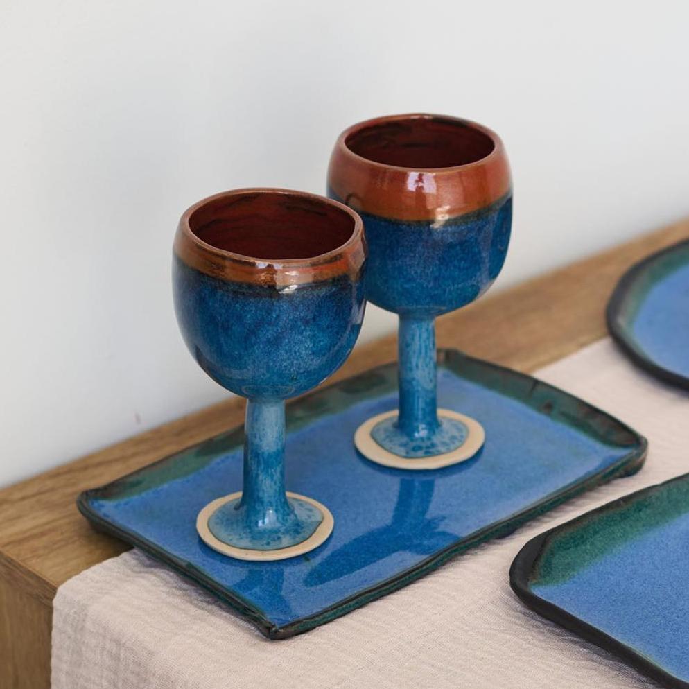 Deep Blue and Brown Cup | 1 Glass