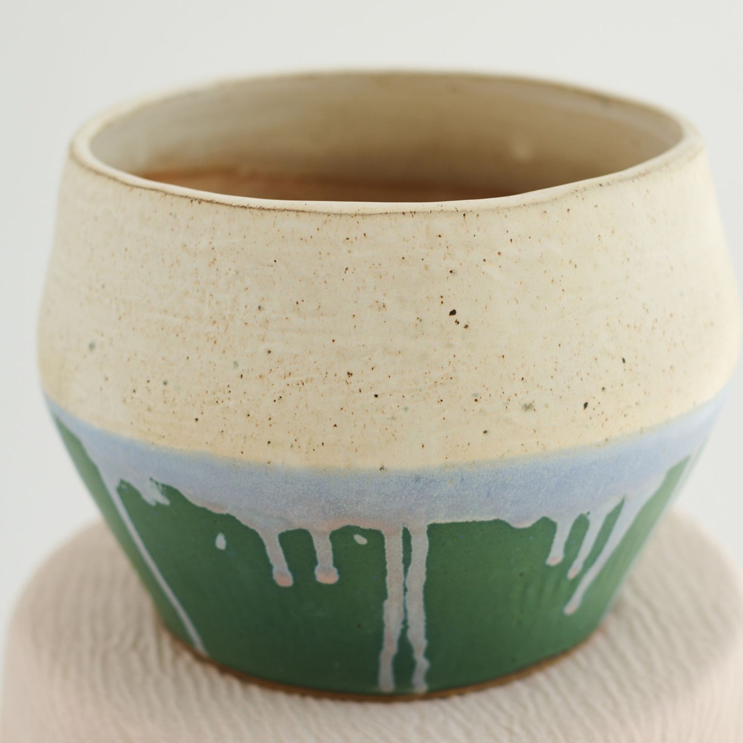 Speckled Cream and Green Plant Pot