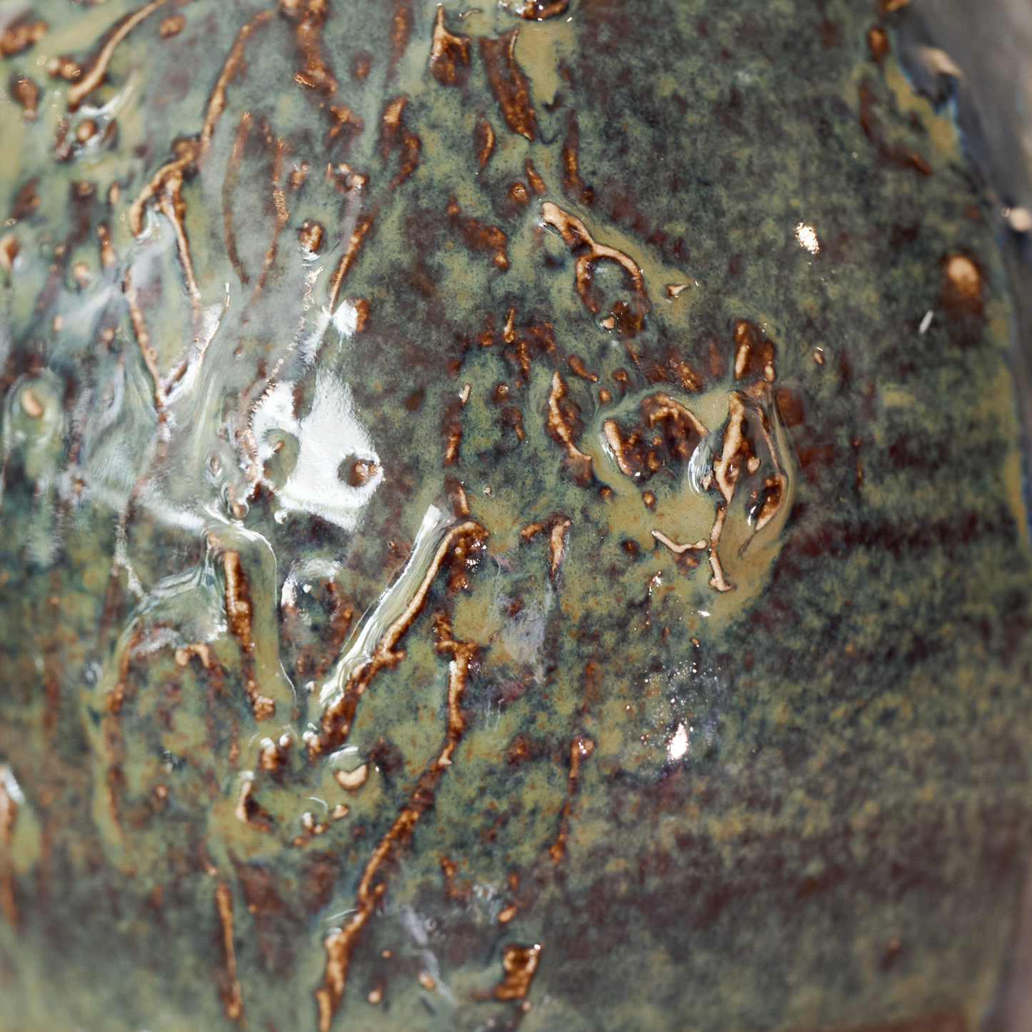 Grey, Gold, Green and Blue Textured Vase