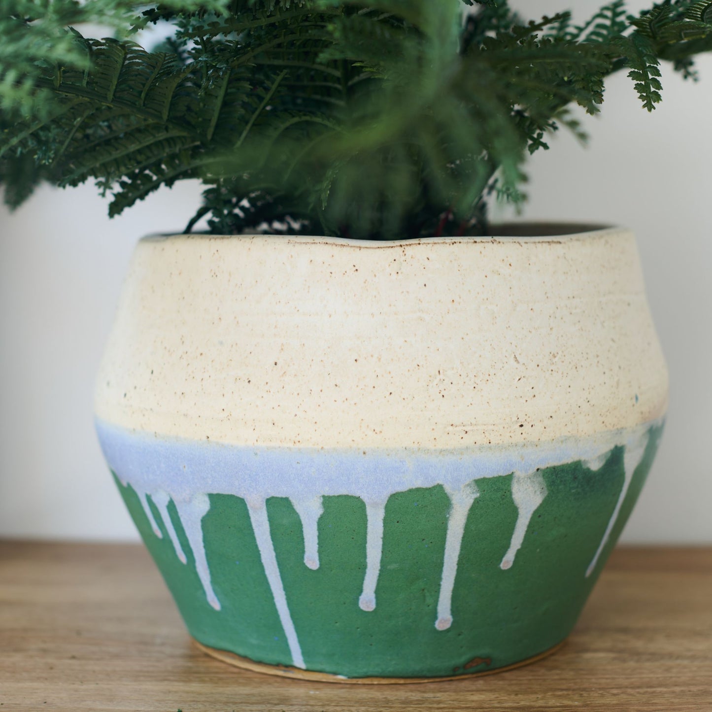 Speckled Cream and Green Plant Pot