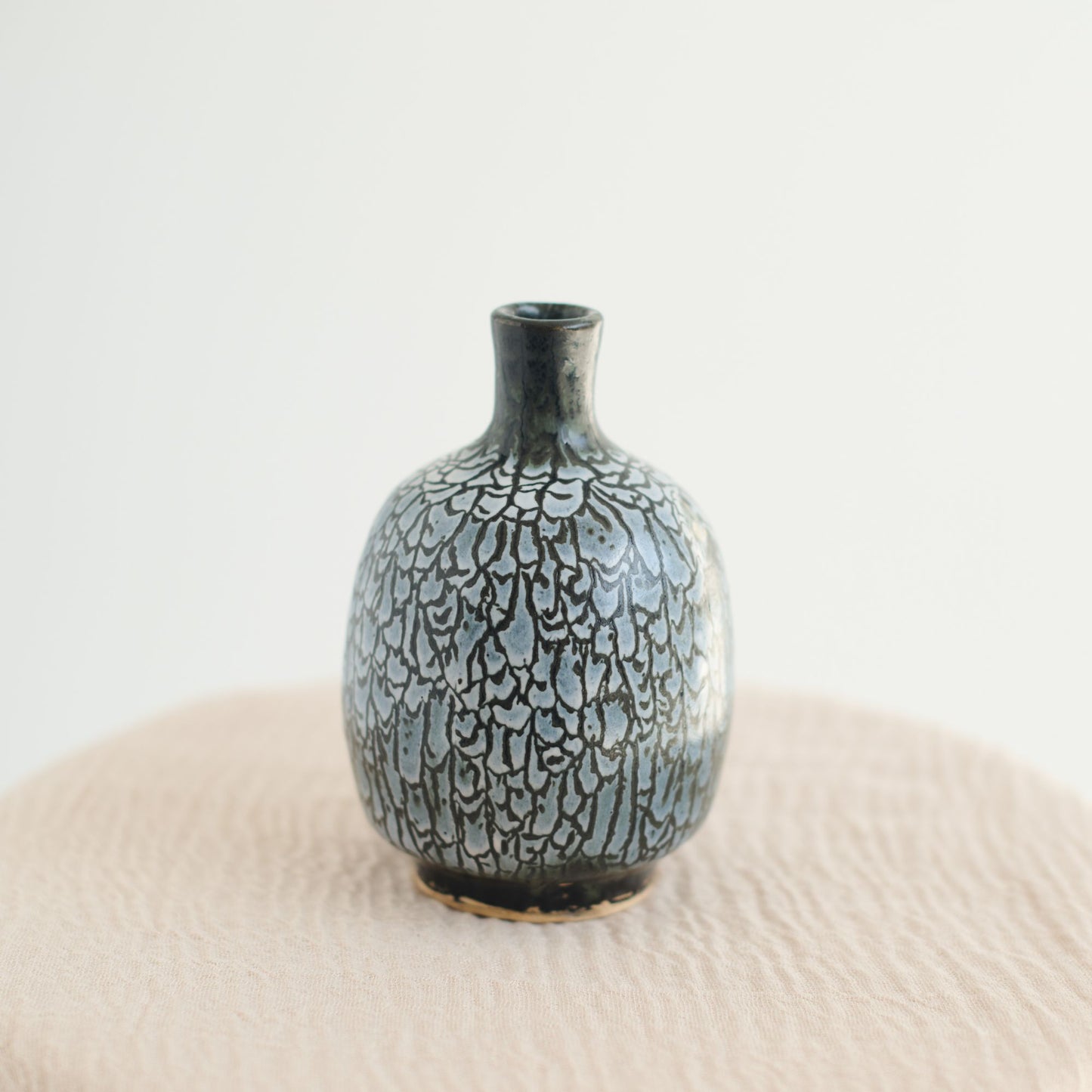 Black, Blue and Silver Droplets Vase