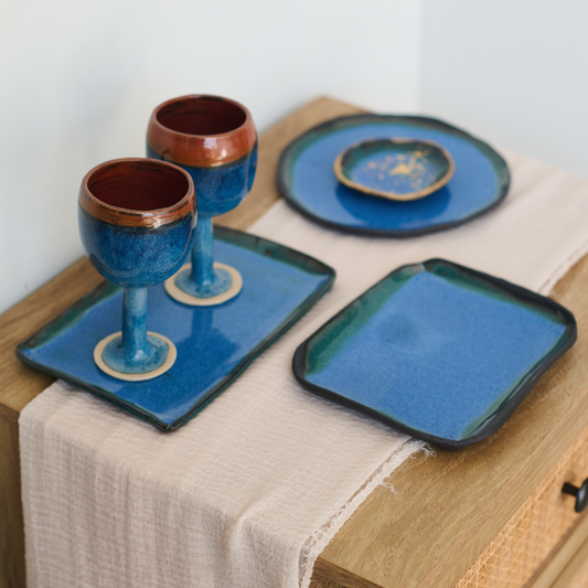 Blue Set of 3 Plates