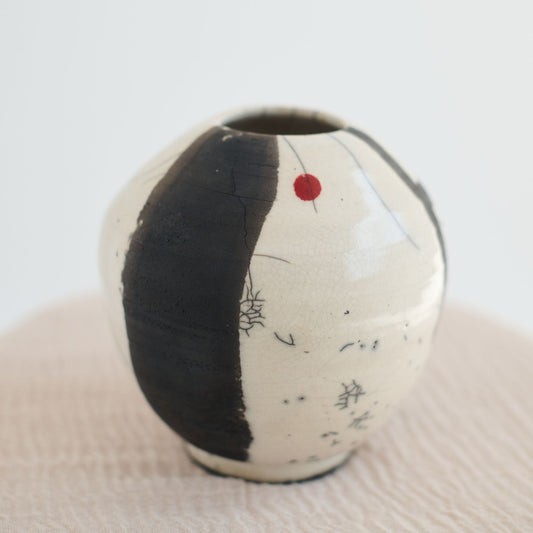 Japanese Raku Centerpiece Vase