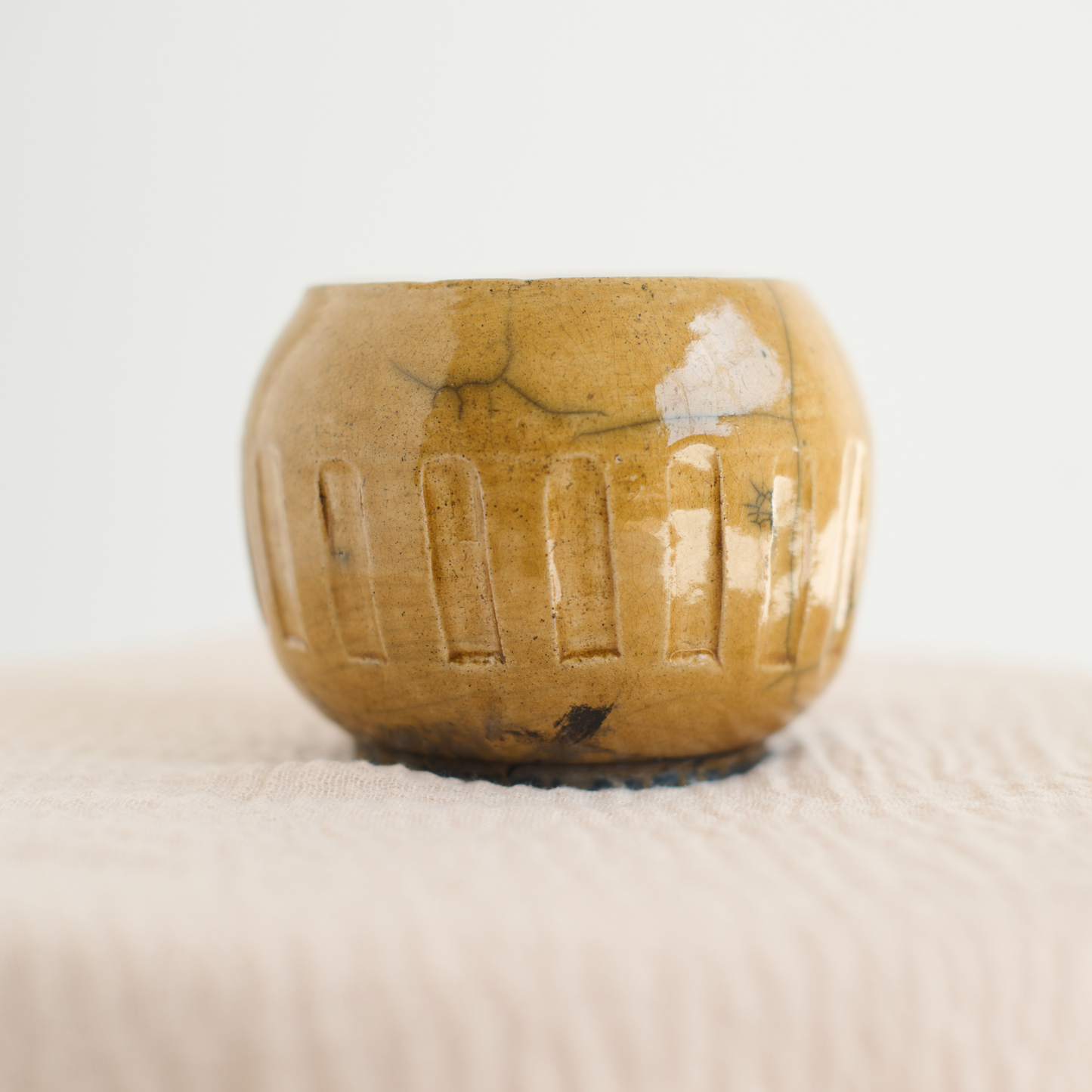 Golden Raku Decorative Jar