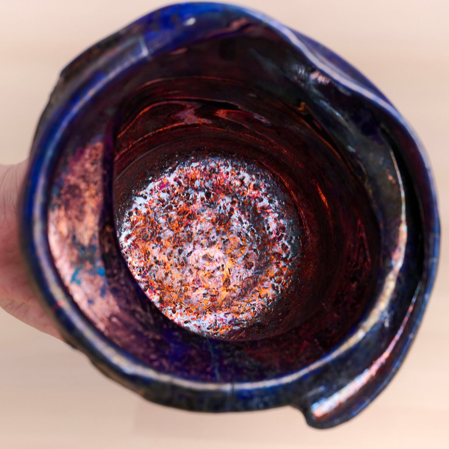 Blue-Gold Cobalt Raku Bowl