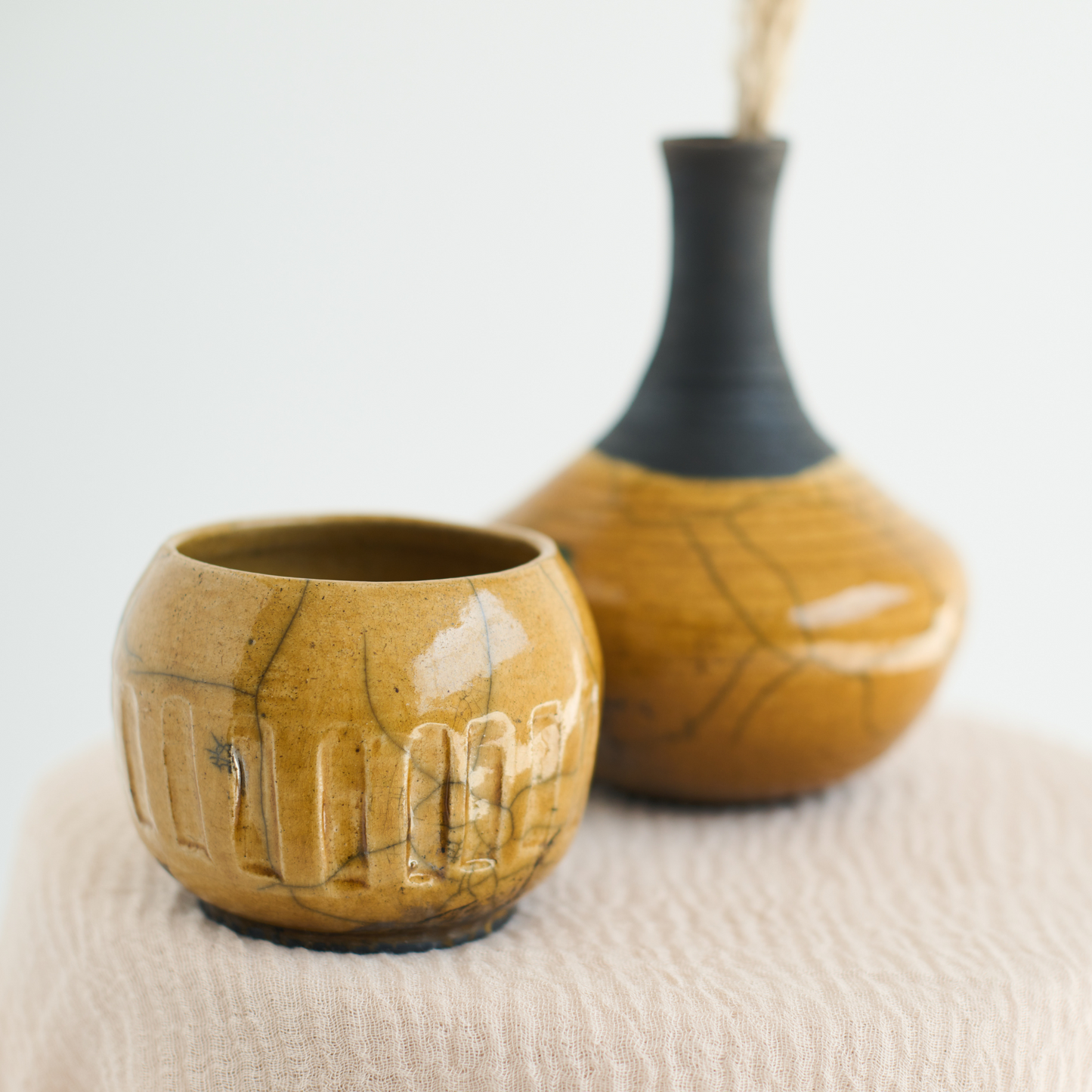 Golden Raku Decorative Jar