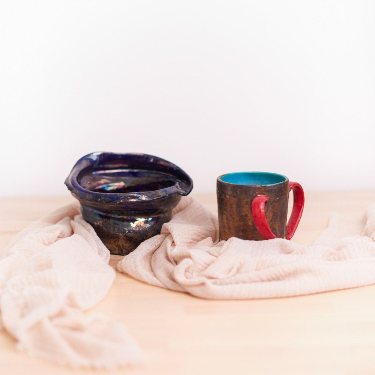 Blue-Gold Cobalt Raku Bowl