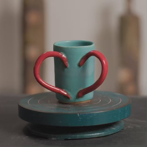 Mini Heart Shaped Turquoise and Red Natla – Zhenya Ceramics